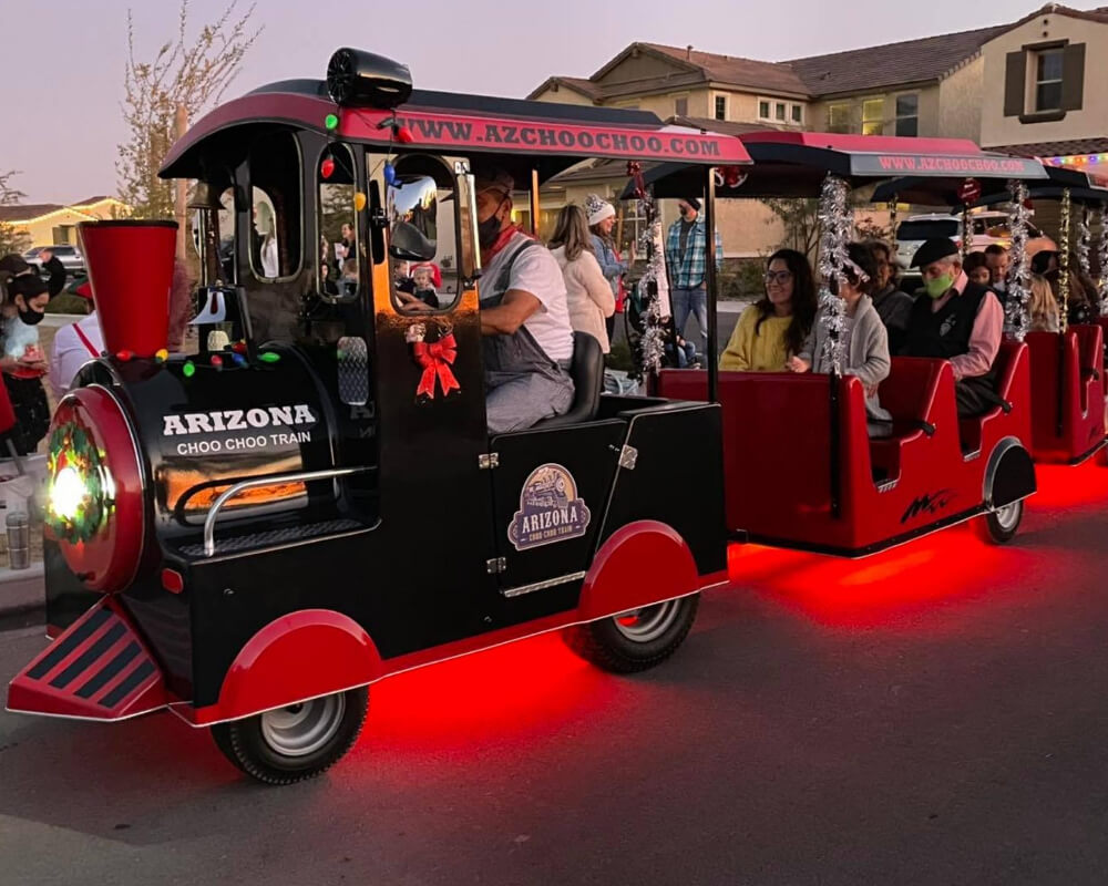 Light up trackless train rental in Arizona.